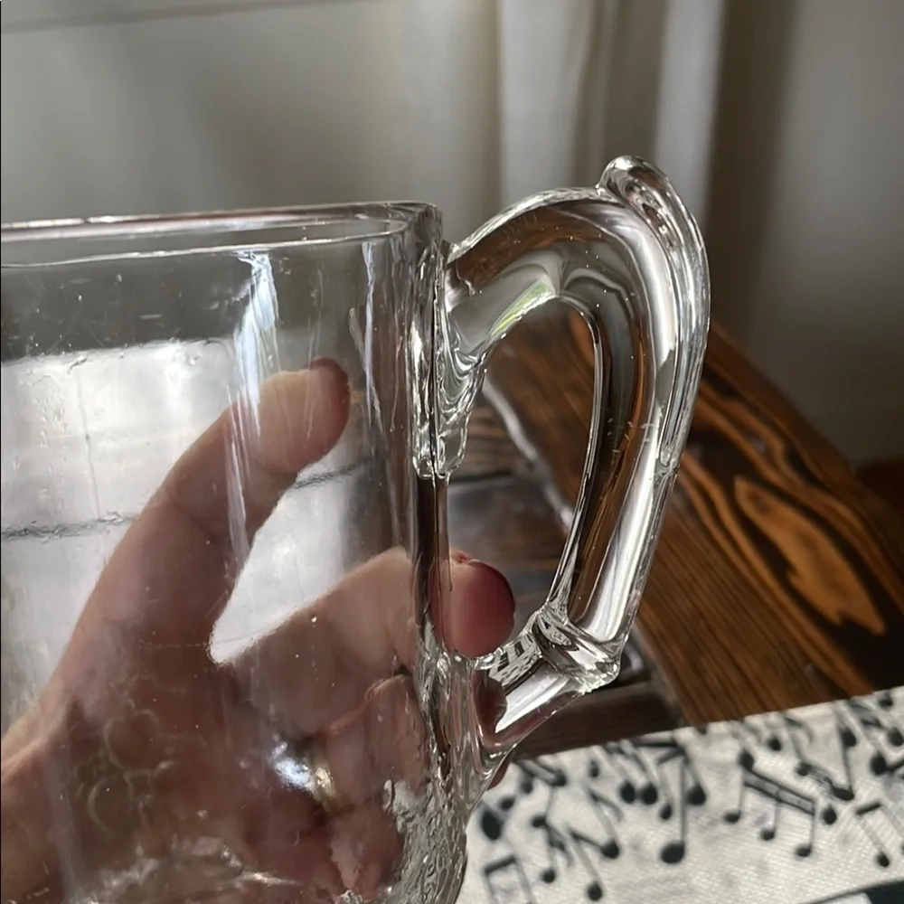 Vintage Clear Riverside Glass Co EAPG Grasshopper Pitcher Detailing Footed Base